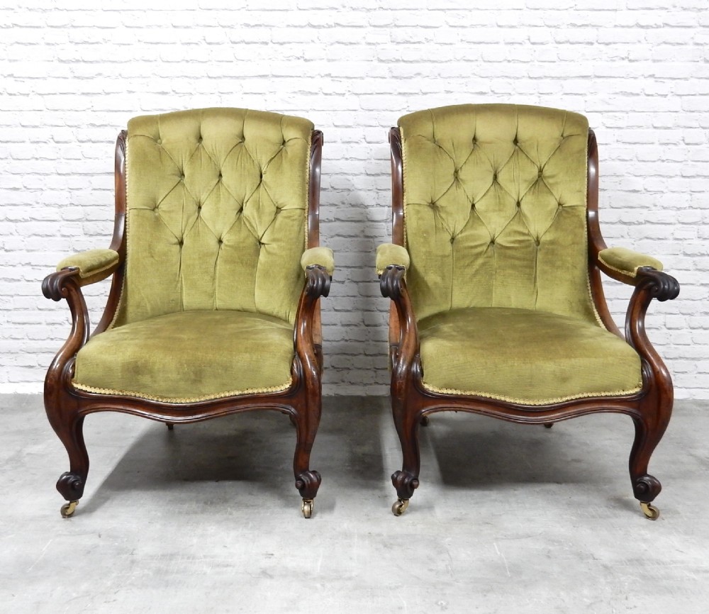 Pair Victorian Armchairs and Stools View IV