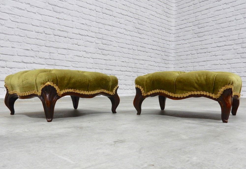 Pair Victorian Armchairs and Stools View XI