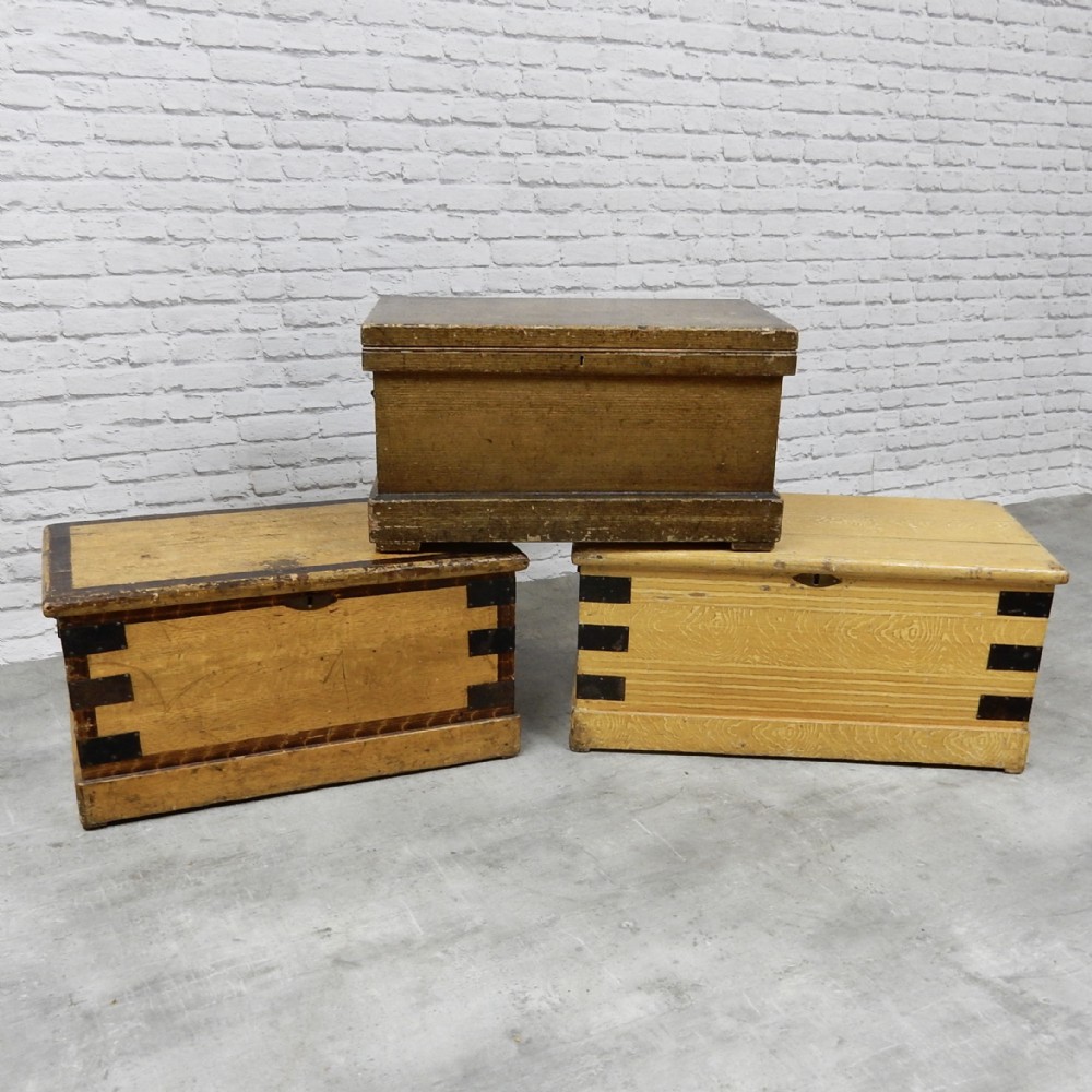 3x Original Painted Chests