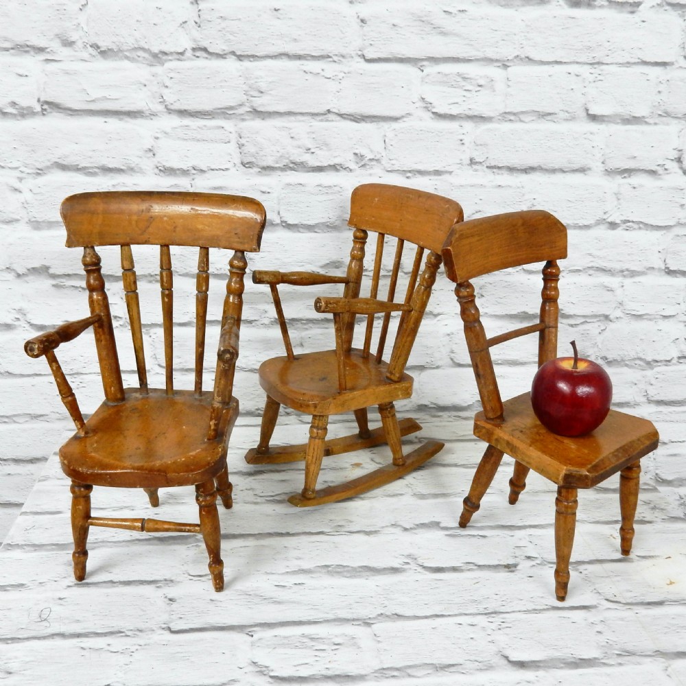 3x miniature Windsor Chairs