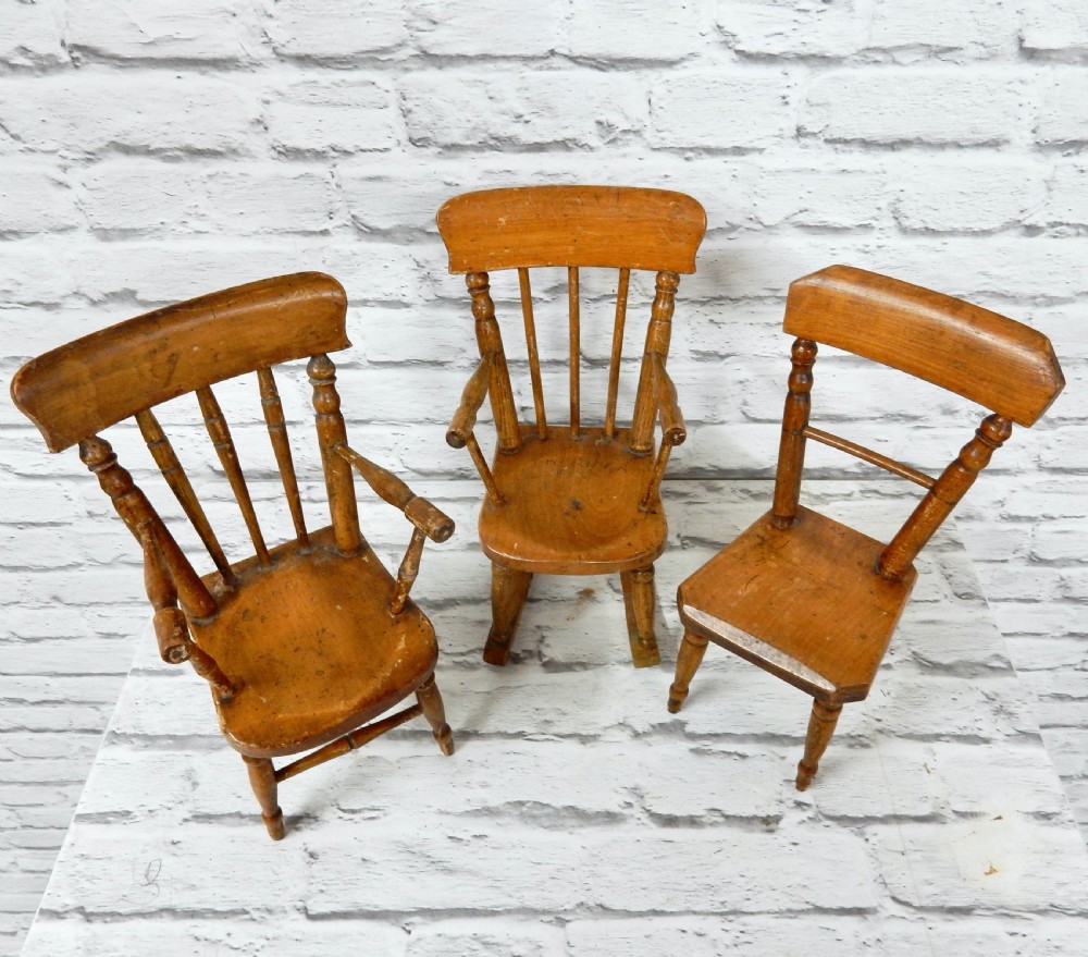 3x miniature Windsor Chairs View III