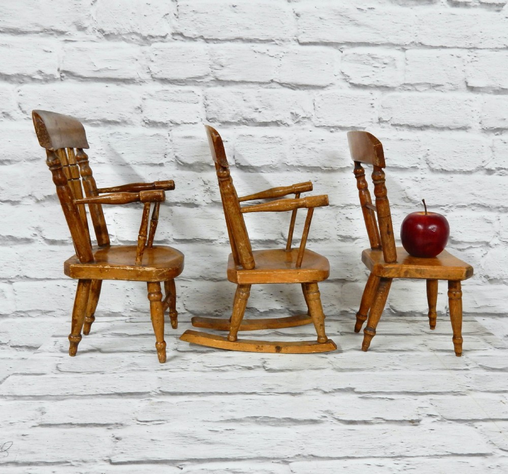 3x miniature Windsor Chairs View IV