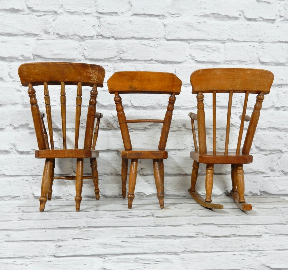 3x miniature Windsor Chairs View V
