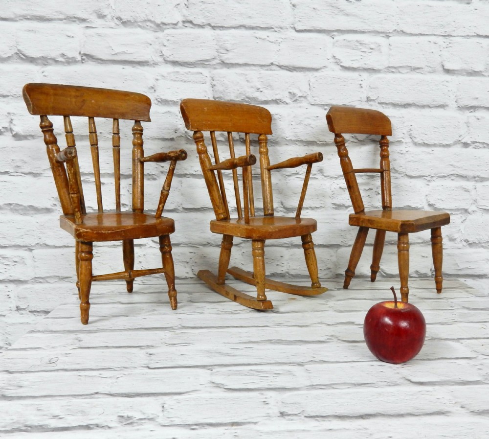3x miniature Windsor Chairs View VI