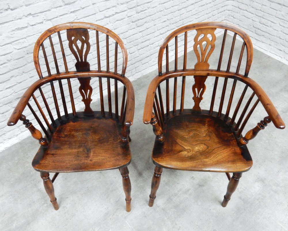 2x Named Yew Wood Windsor Armchair View III
