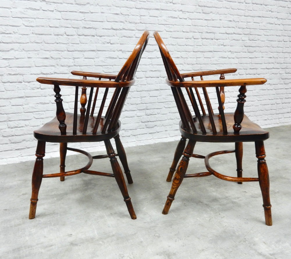 2x Named Yew Wood Windsor Armchair View IV