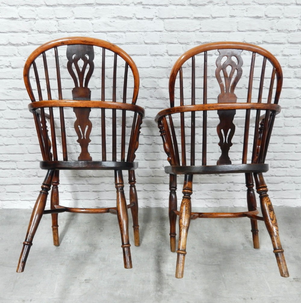 2x Named Yew Wood Windsor Armchair View X