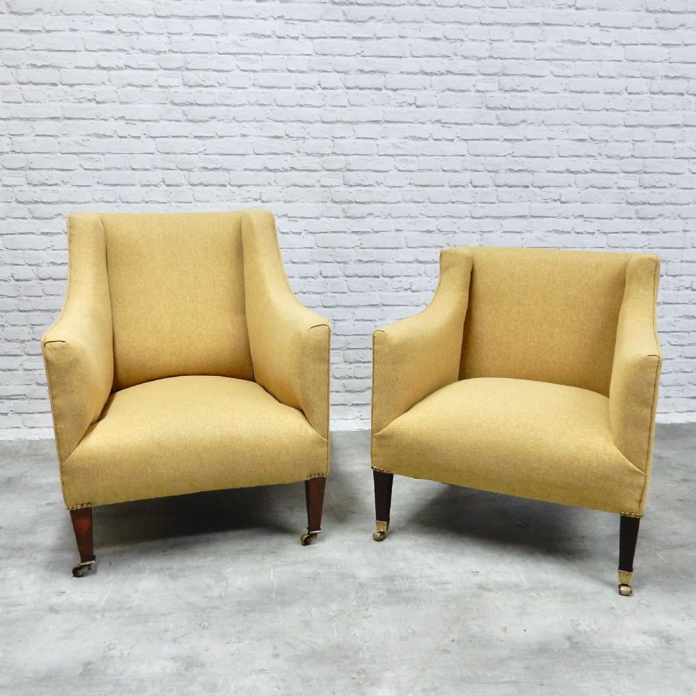C19th Upholstered Armchairs x2