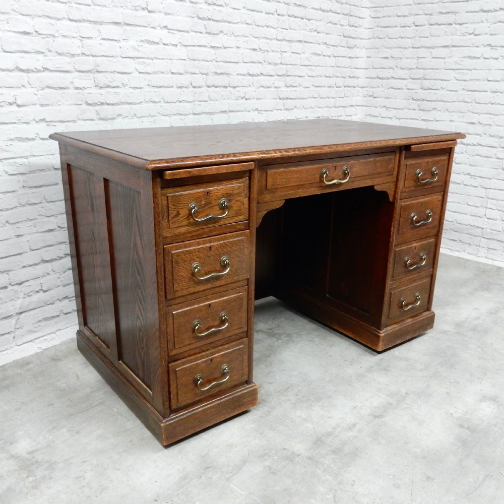 Solid Oak pedestal desk View II