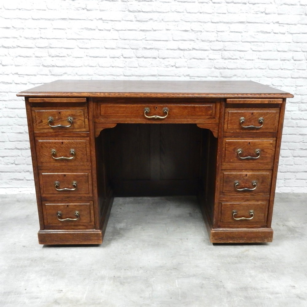Solid Oak pedestal desk View III
