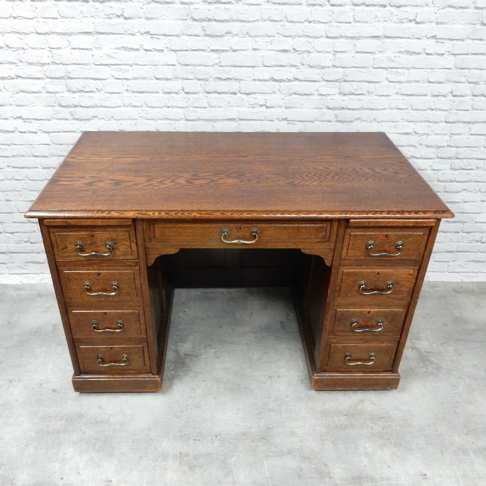 Solid Oak pedestal desk View IV