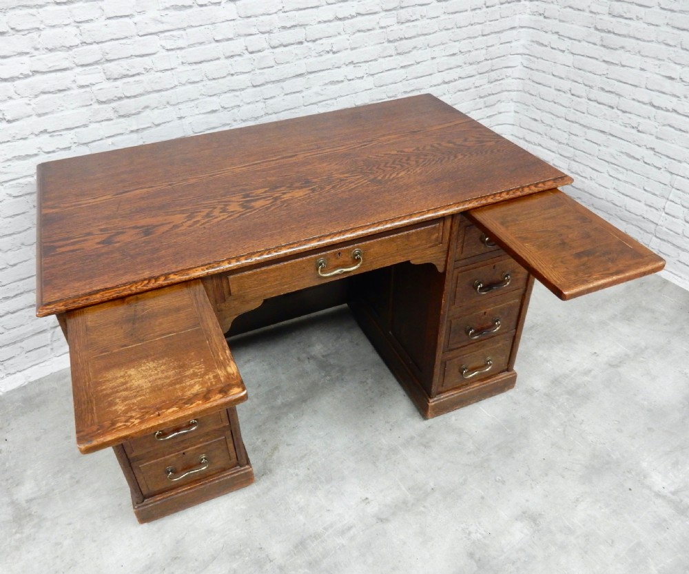 Solid Oak pedestal desk View VI