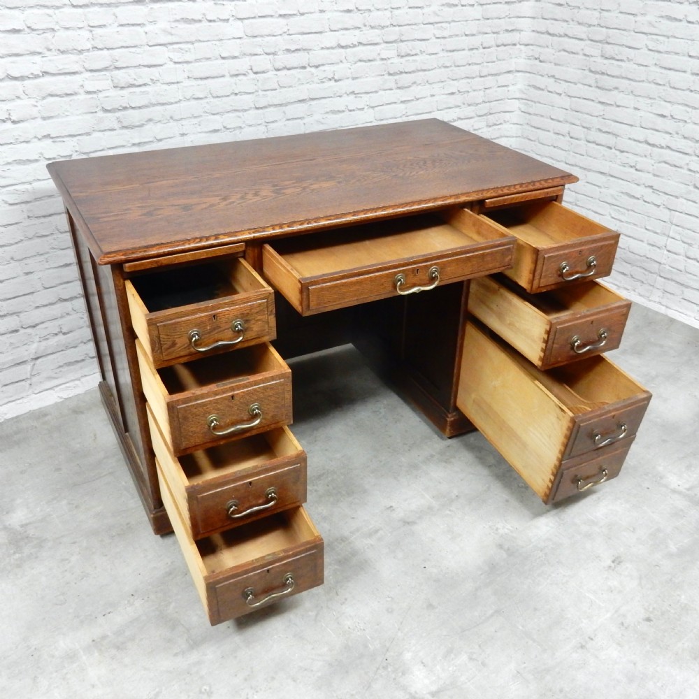 Solid Oak pedestal desk View VII