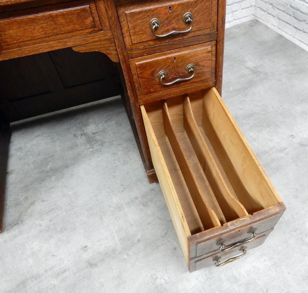 Solid Oak pedestal desk View VIII