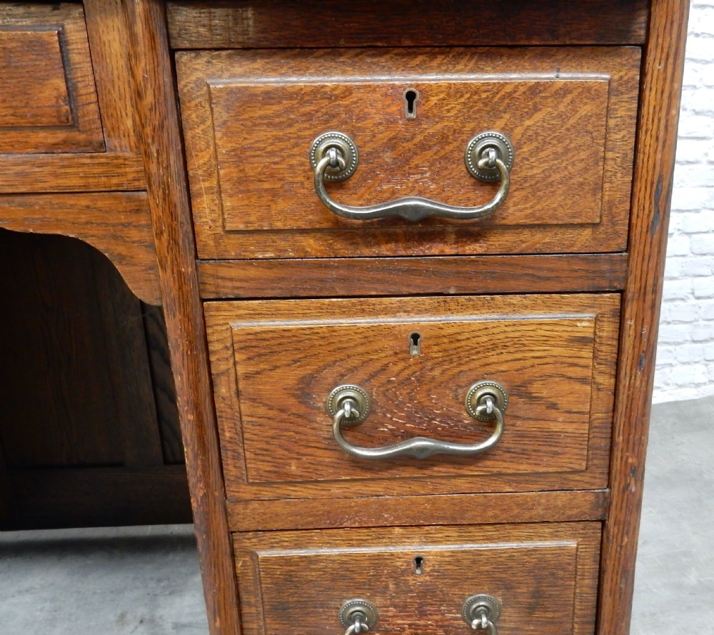 Solid Oak pedestal desk View IX