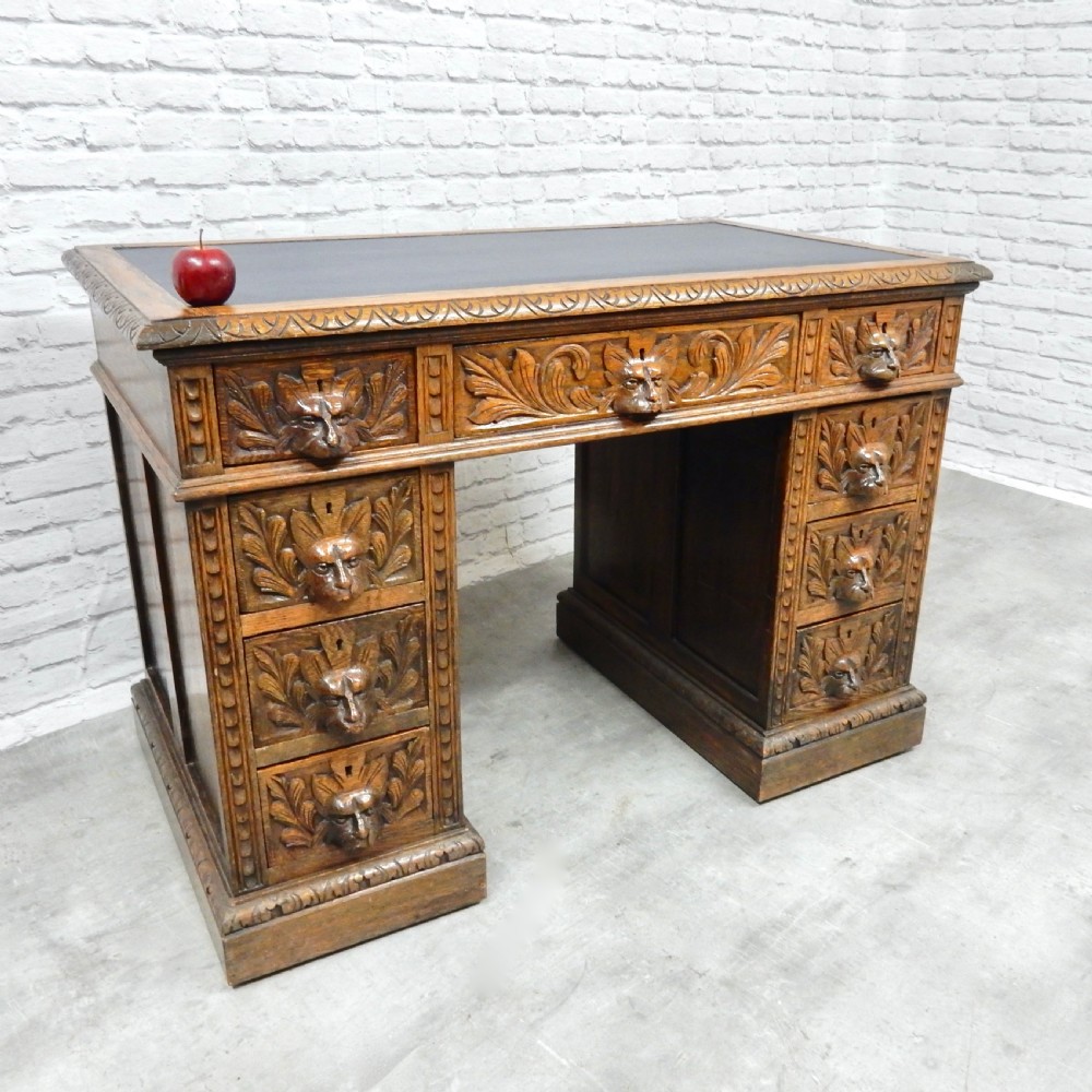 Small Green Man Oak Desk View II