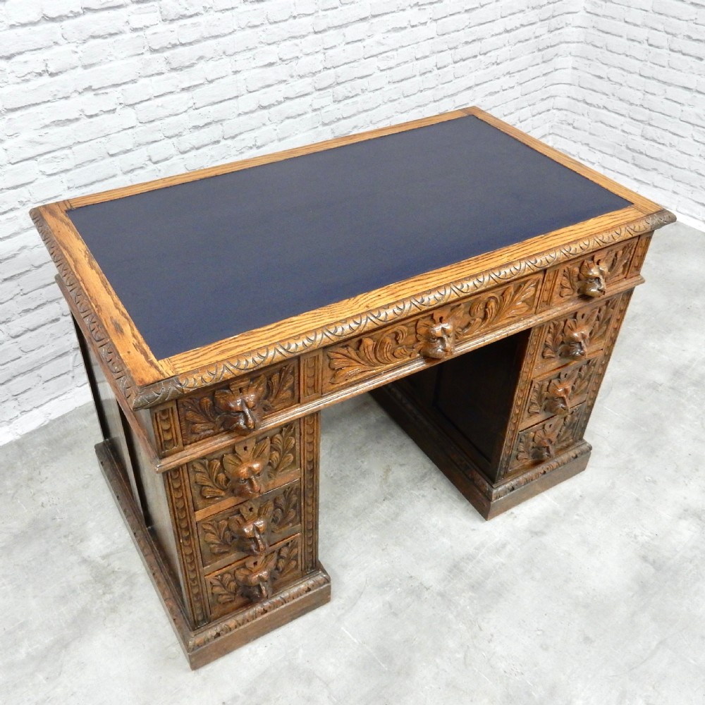 Small Green Man Oak Desk View IV