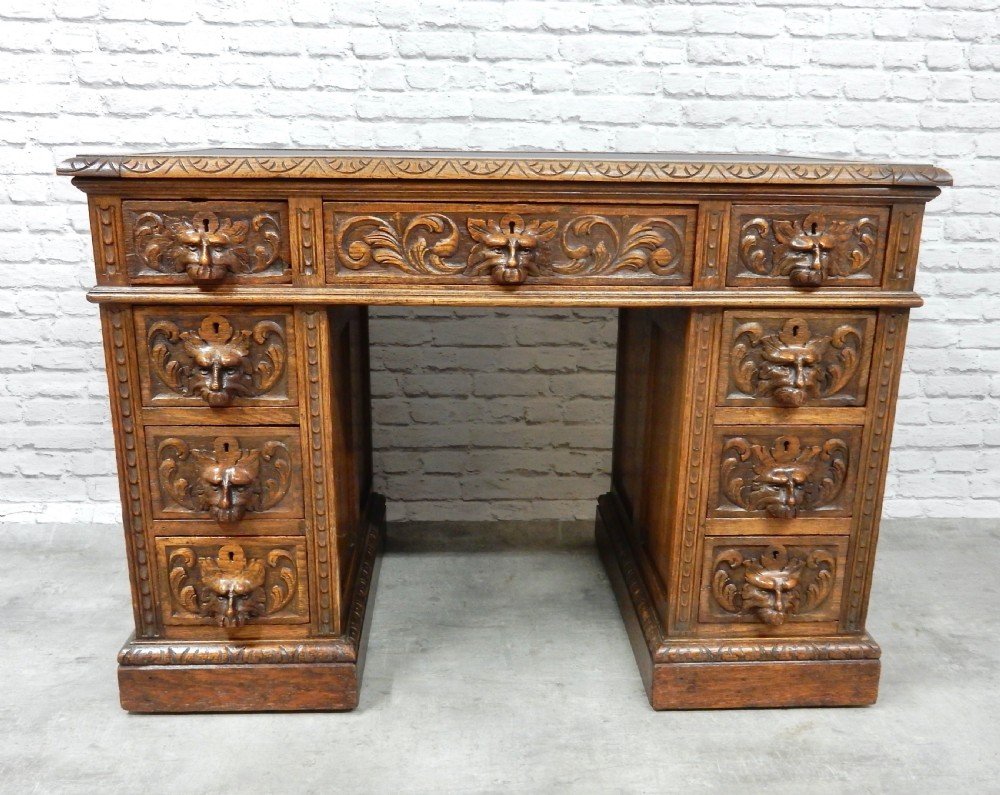 Small Green Man Oak Desk View II