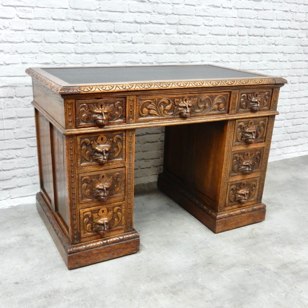 Small Green Man Oak Desk View III