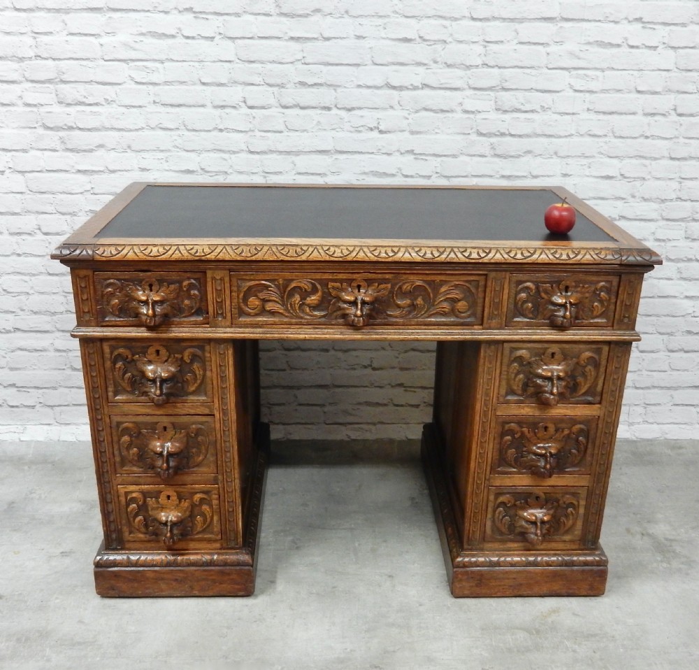 Small Green Man Oak Desk View IV