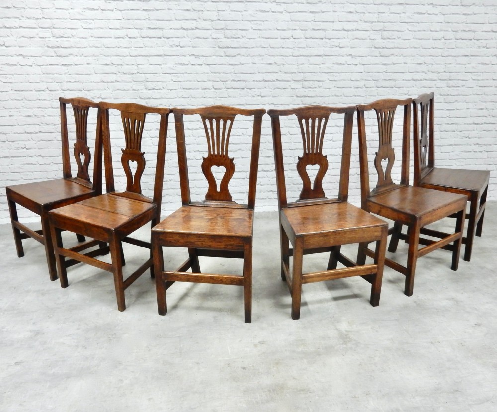Set 6 Georgian Oak Dining Chairs View V