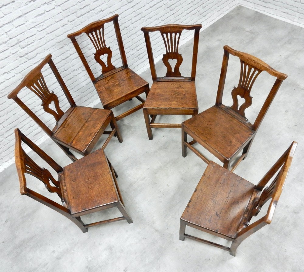 Set 6 Georgian Oak Dining Chairs View VI