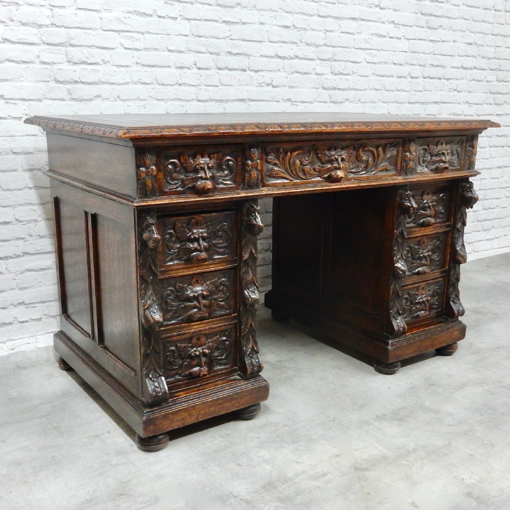Green Man Oak desk View III