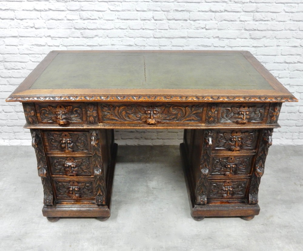 Green Man Oak desk View IV