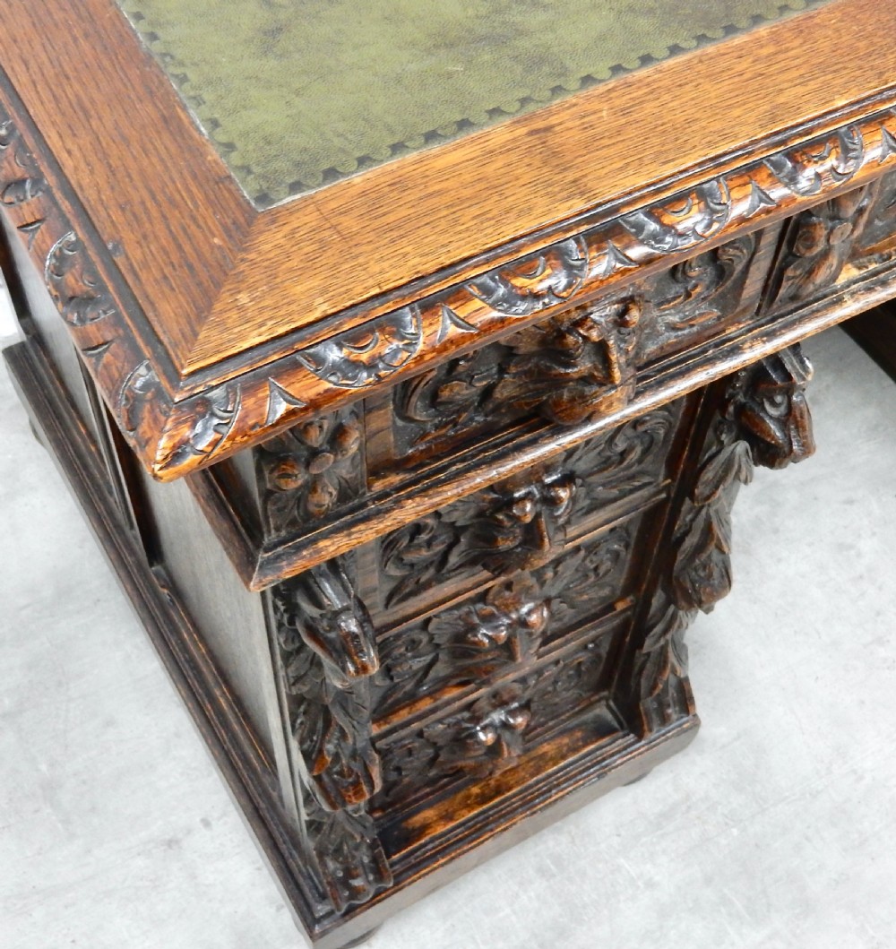 Green Man Oak desk View VI