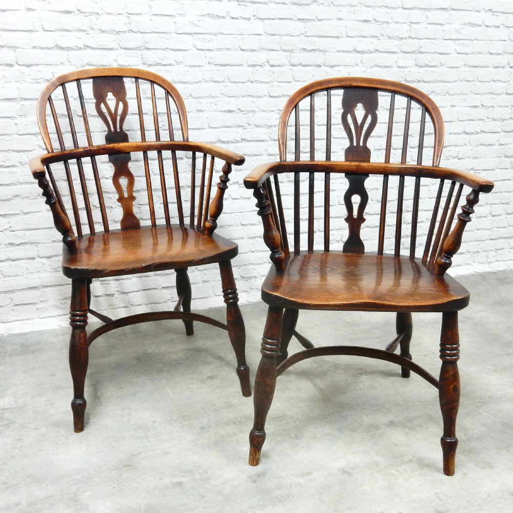 2x Windsor Lowback Armchairs (named). View II