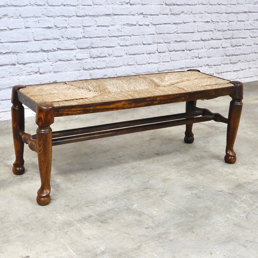 Rush Seated Bench Stool