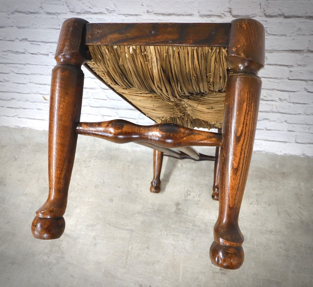 Rush Seated Bench Stool View V