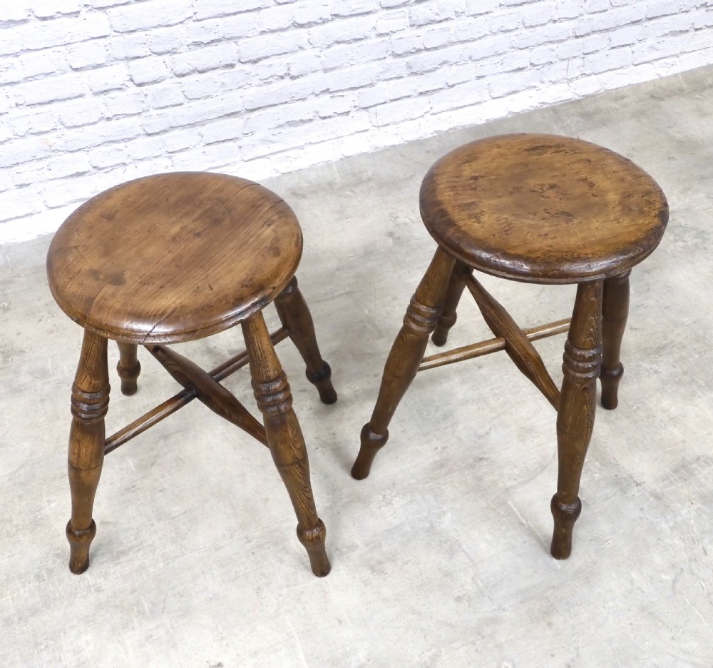 (2) Antique Tavern Stools View IV