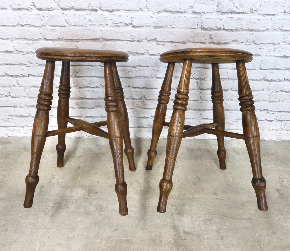 (2) Antique Tavern Stools View V