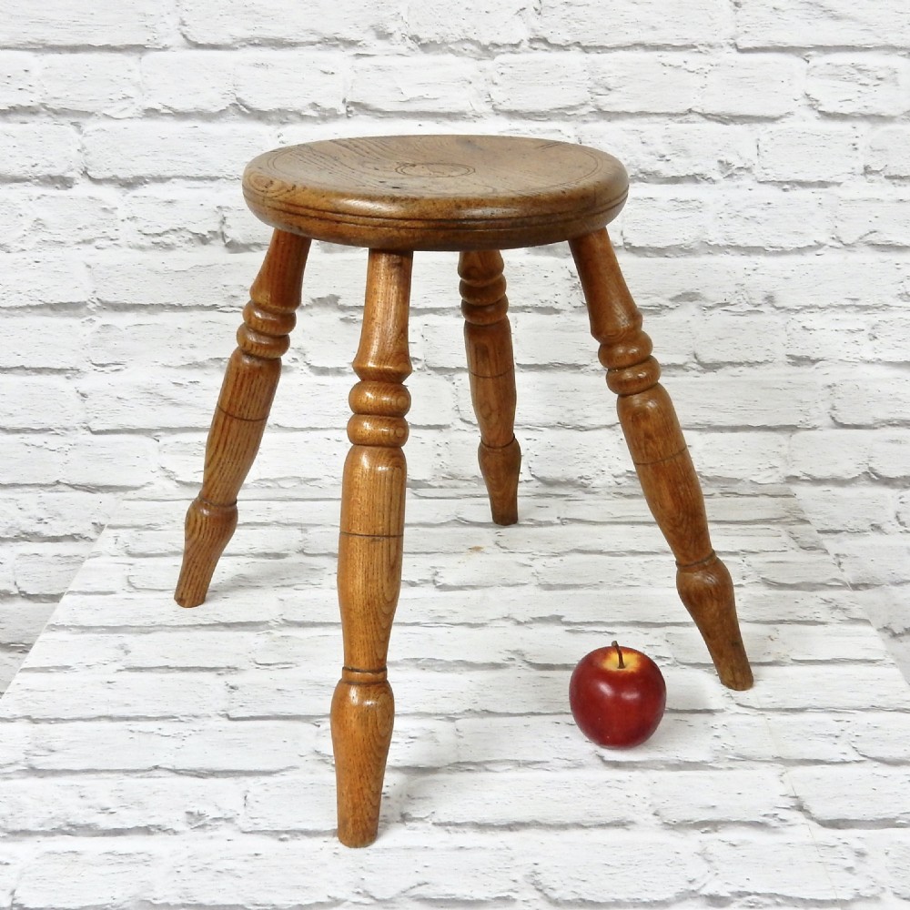 C19th Ash and Elm Country Stool View II