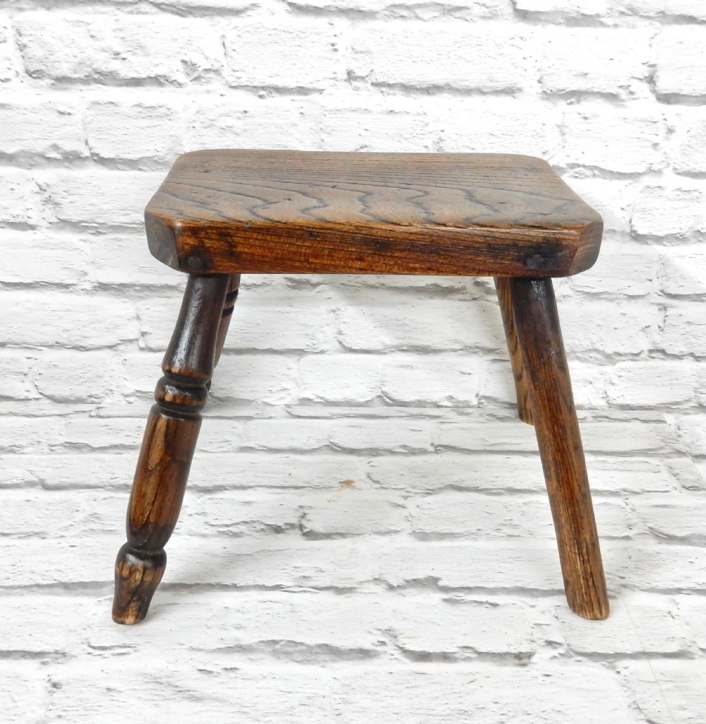 Small C19th Elm Country Stool View III