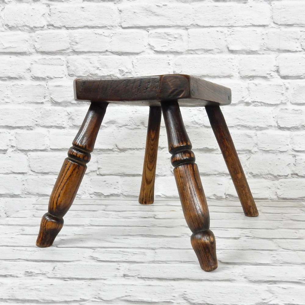 Small C19th Elm Country Stool View IV