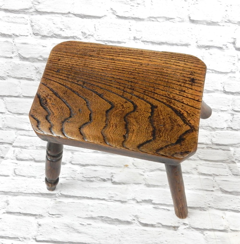 Small C19th Elm Country Stool View V