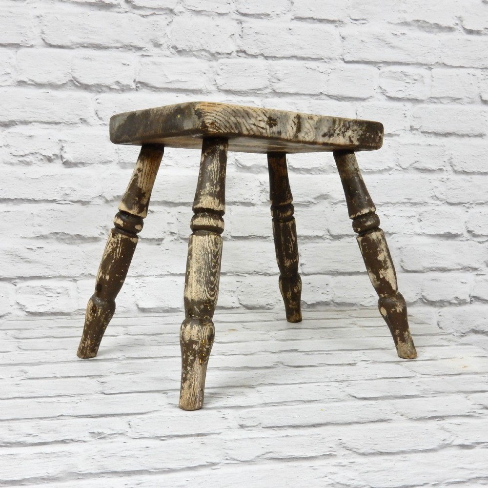 Small Antique Rustic Country Stool View II