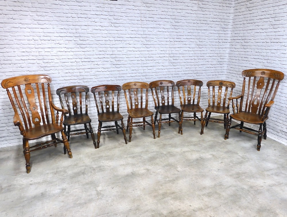 Set 8 Farmhouse Kitchen Chairs View III
