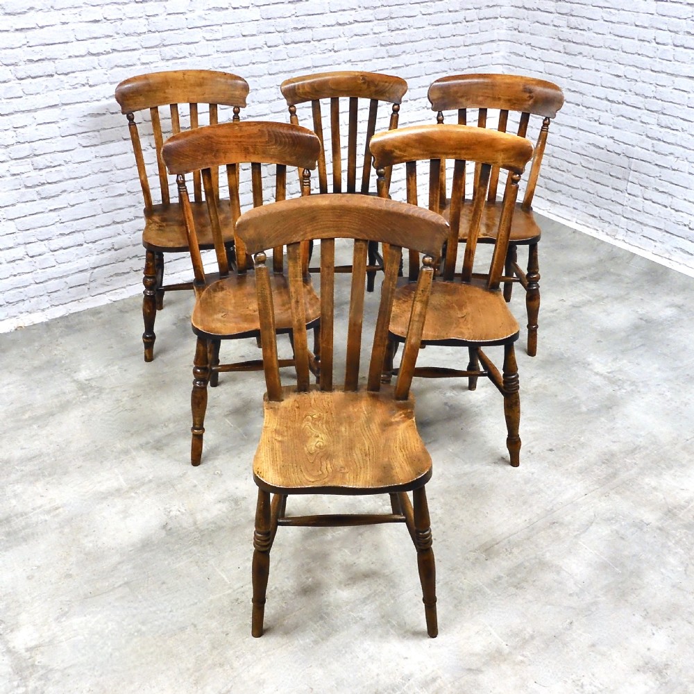 6x C19th Farmhouse Kitchen Chairs