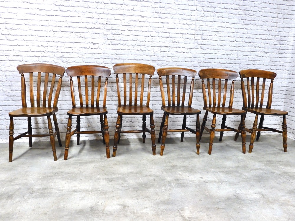 6x C19th Farmhouse Kitchen Chairs View II
