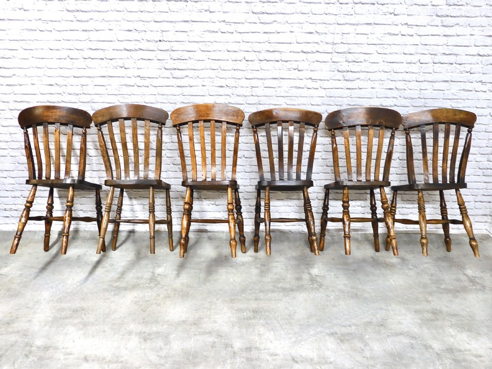 6x C19th Farmhouse Kitchen Chairs View IV
