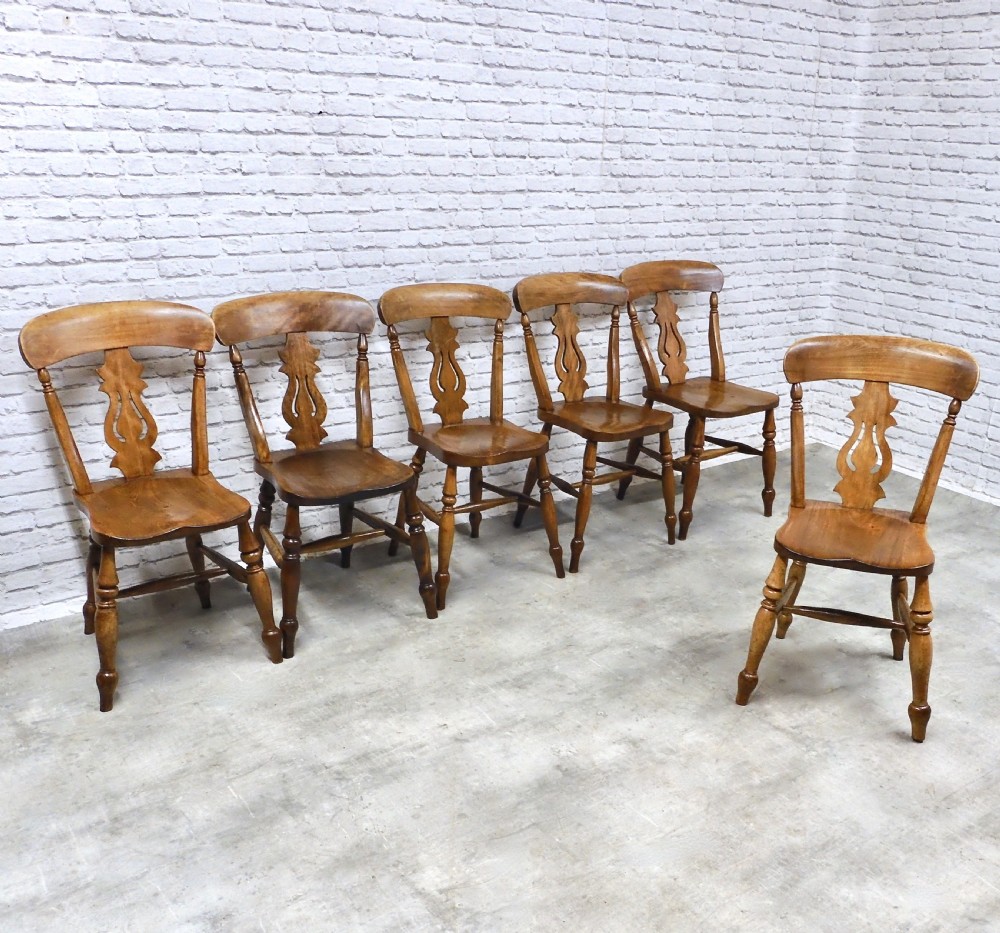C19th Farmhouse Kitchen Chairs x6