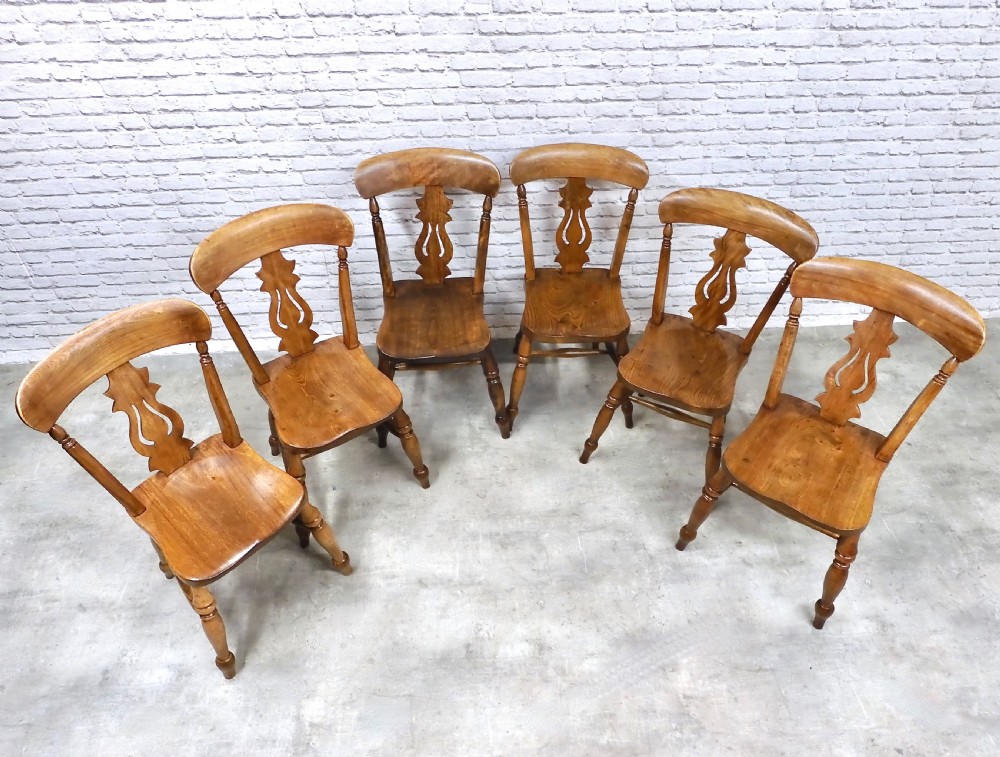 C19th Farmhouse Kitchen Chairs x6 View III