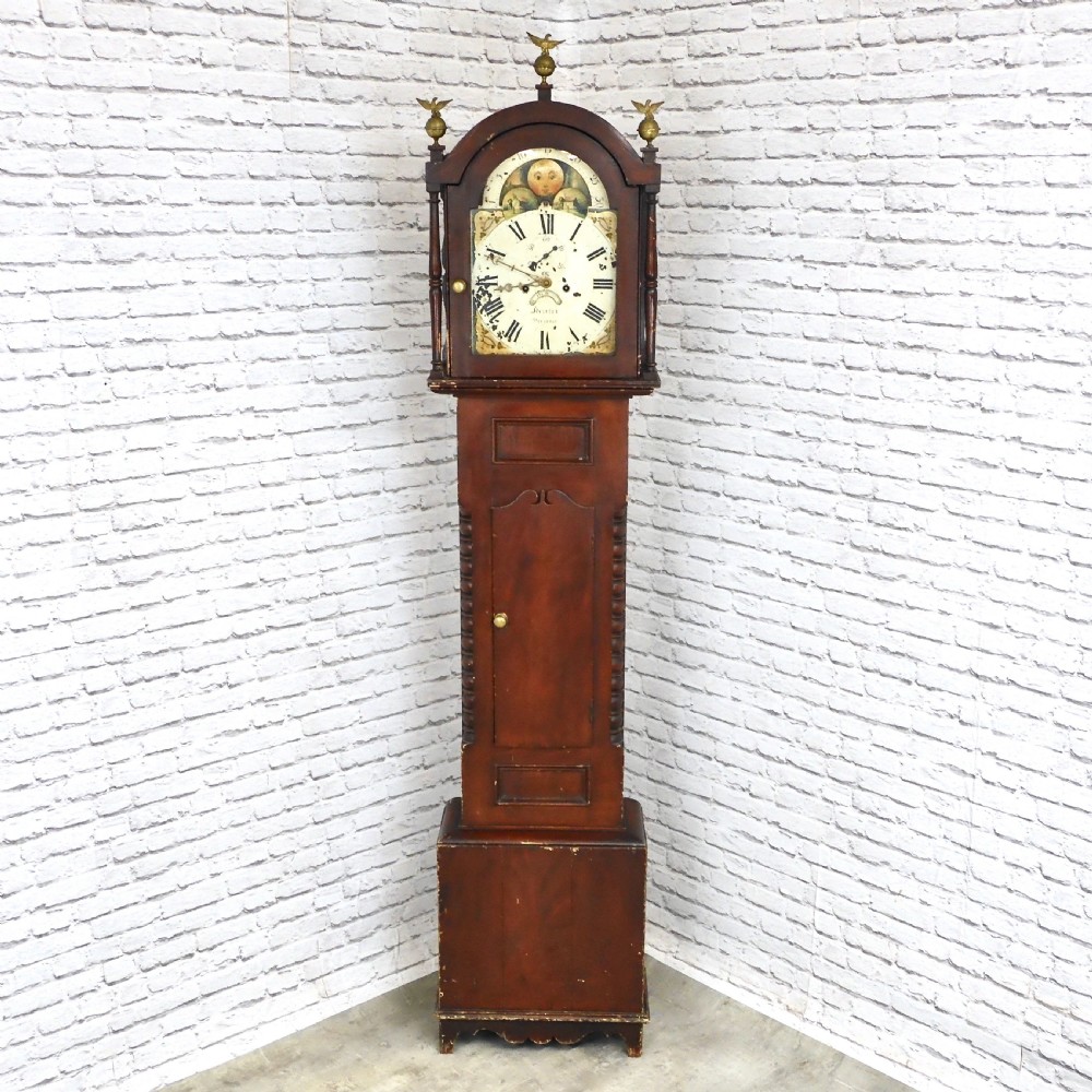 Painted Pine Cornish Grandfather Clock