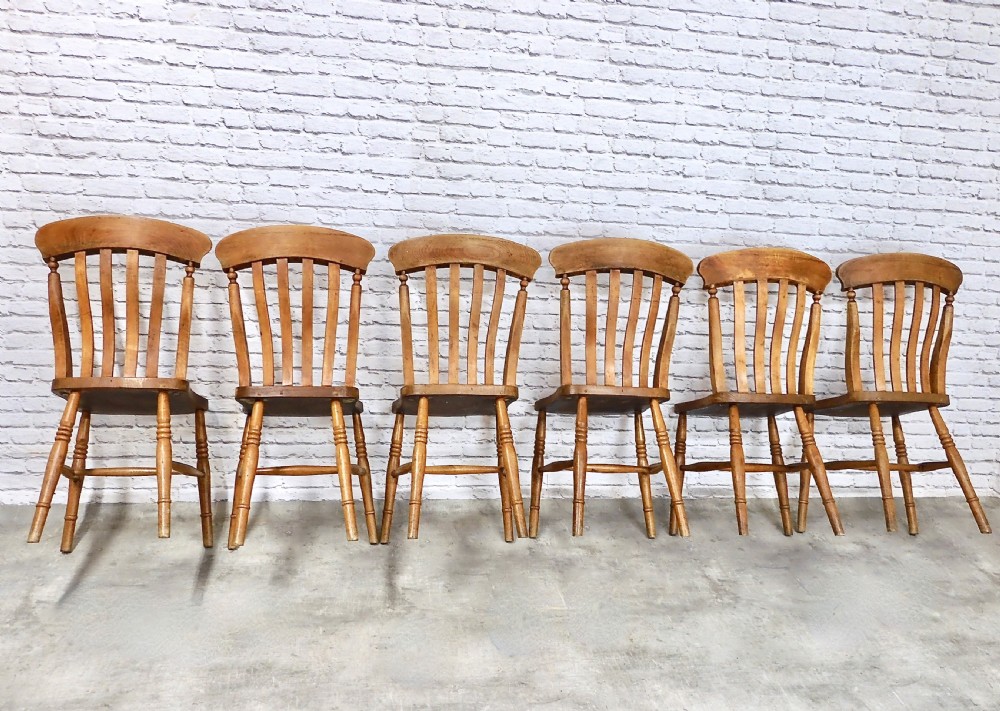 Set 6 Farmhouse Windsor Kitchen Chairs View V