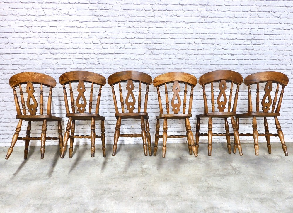 Set 6 Windsor Farmhouse Kitchen Chairs View V