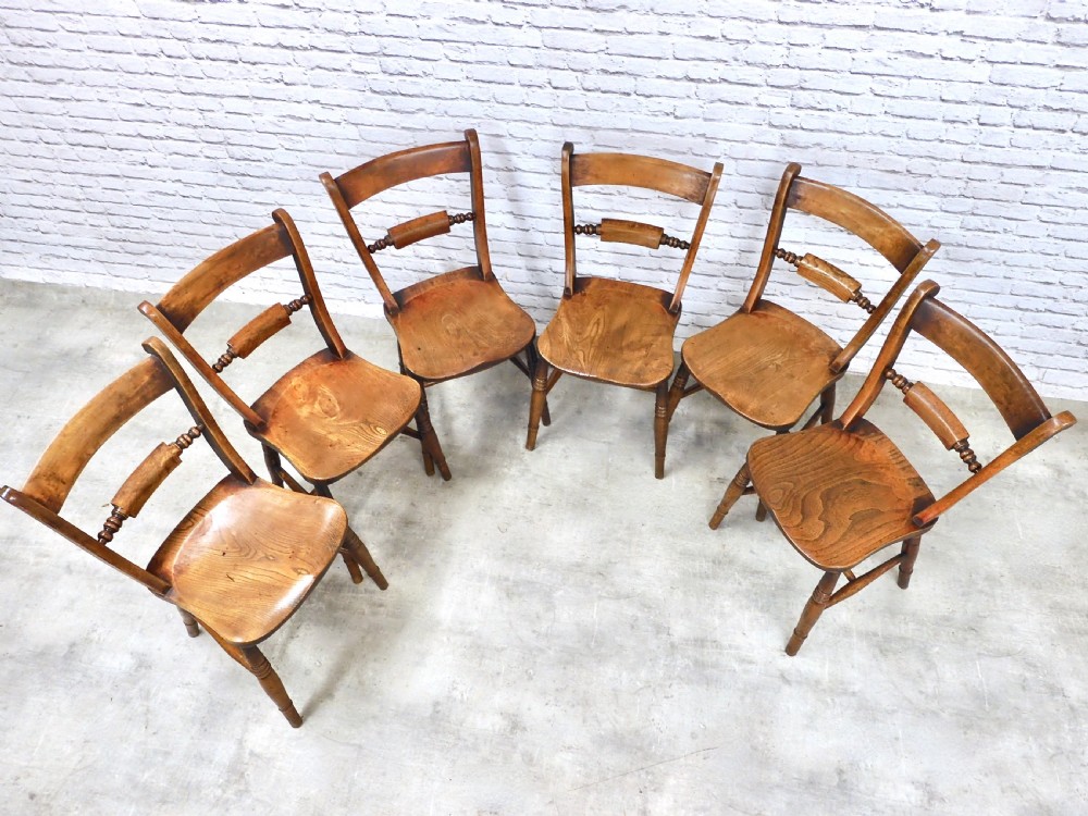 Set x6 Windsor Farmhouse Kitchen Chairs View IV