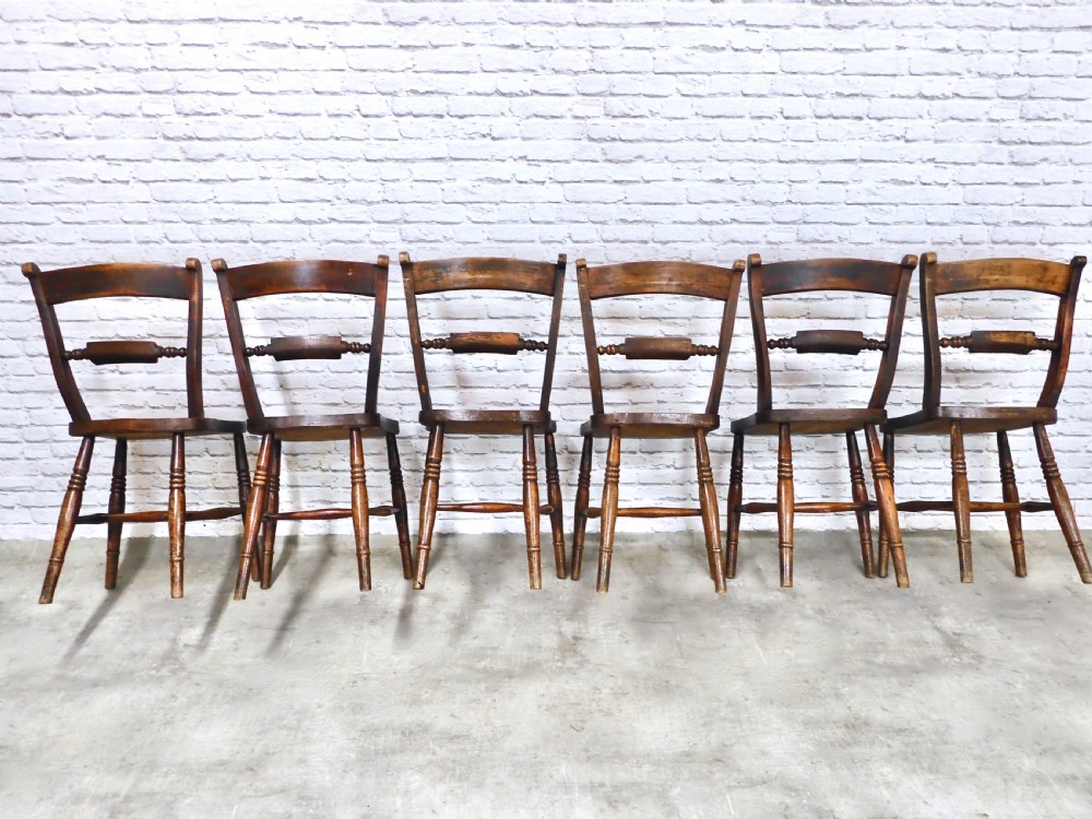 Set x6 Windsor Farmhouse Kitchen Chairs View V